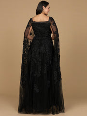 Lara Dresses 29138 Long Cape Formal Mother of the Bride Lace Dress