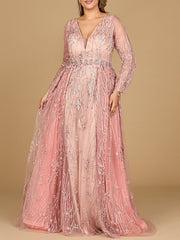 Lara Dresses 29139 Long Formal Lace Mother of the Bride Fitted Dress