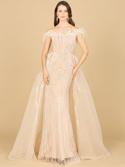 Lara Dresses 29161 Long Formal Beaded Overskirt Evening Dress