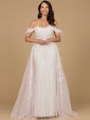 Lara Dresses 29161 Long Formal Beaded Overskirt Evening Dress