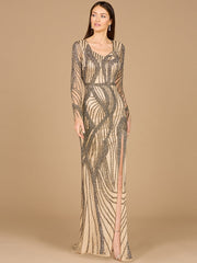 Lara Dresses 29165 Beaded Long Sleeve Formal Evening Dress