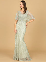 Lara Dresses 29673 Floral Pattern Long Mother of the Bride Lace Dress