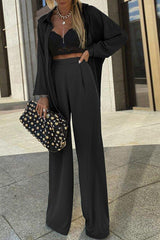 Fashion Casual Sunscreen Shirt Wide Leg Pants Two-piece Suit