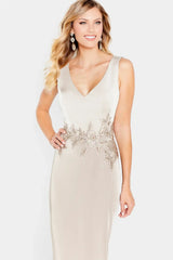 Cameron Blake 120611 Fitted Long Formal Lace Applique Evening Gown