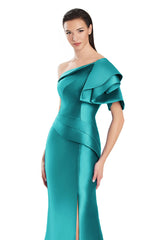 Alexander by Daymor 3051S25 Long Evening Gown Slit Formal Pleated Dress