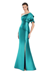 Alexander by Daymor 3051S25 Long Evening Gown Slit Formal Pleated Dress
