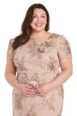 Plus Size Floral Midi Dress Cocktail R&M Richards 3218W