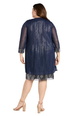 Short Cocktail Plus Size Dress Metallic Jacket R&M Richards 3377W