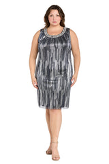 Short Cocktail Plus Size Dress Metallic Jacket R&M Richards 3377W