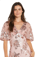 Sequin Floral Dress Short Cocktail R&M Richards 3398