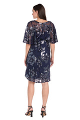 Sequin Floral Dress Short Petite Cocktail R&M Richards 3398P
