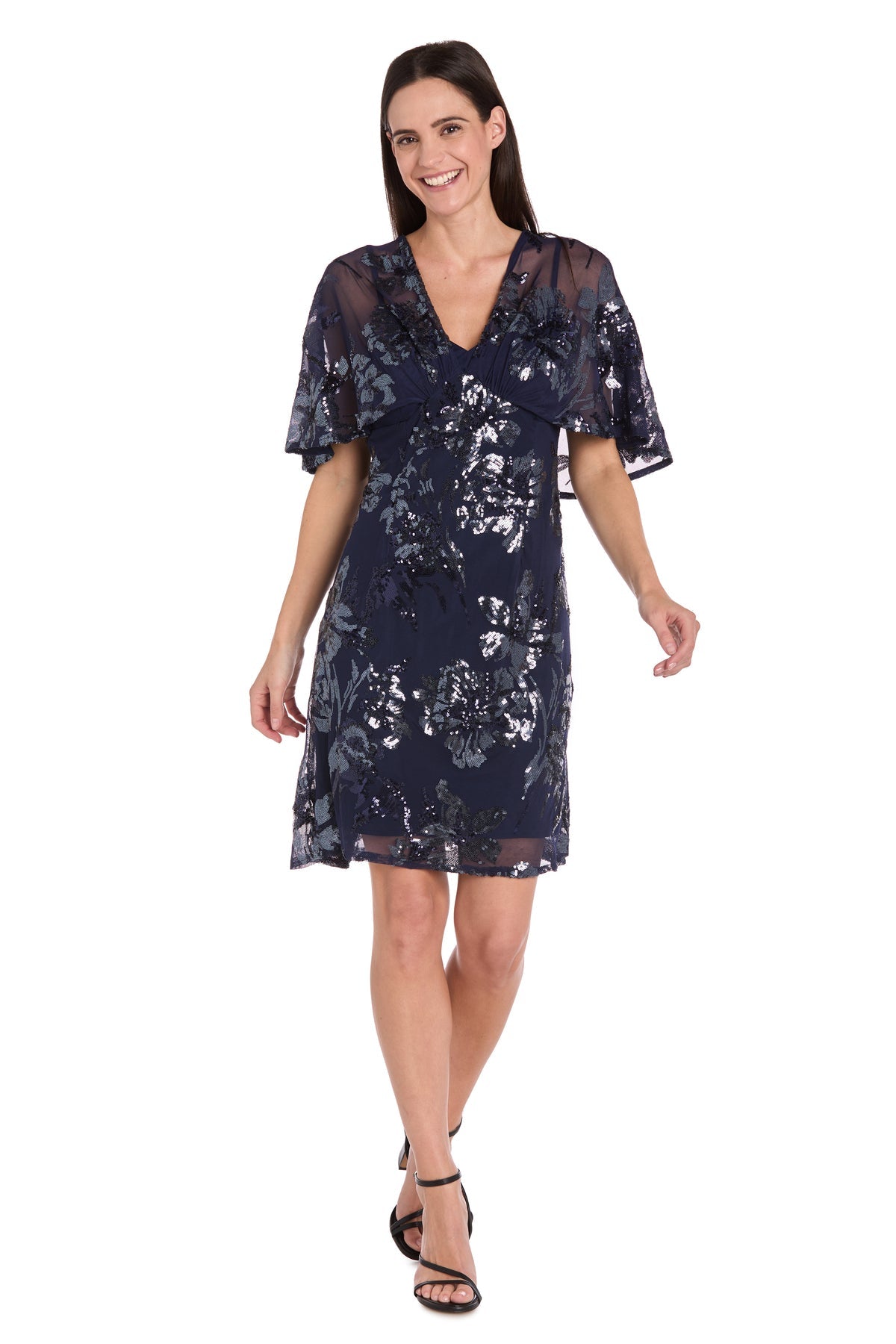Sequin Floral Dress Short Petite Cocktail R&M Richards 3398P