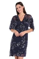Sequin Floral Dress Short Petite Cocktail R&M Richards 3398P