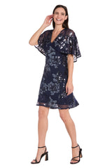Sequin Floral Dress Short Petite Cocktail R&M Richards 3398P