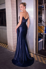 Julianne Gown - Luxe Satin Rhinestone Studded Dress