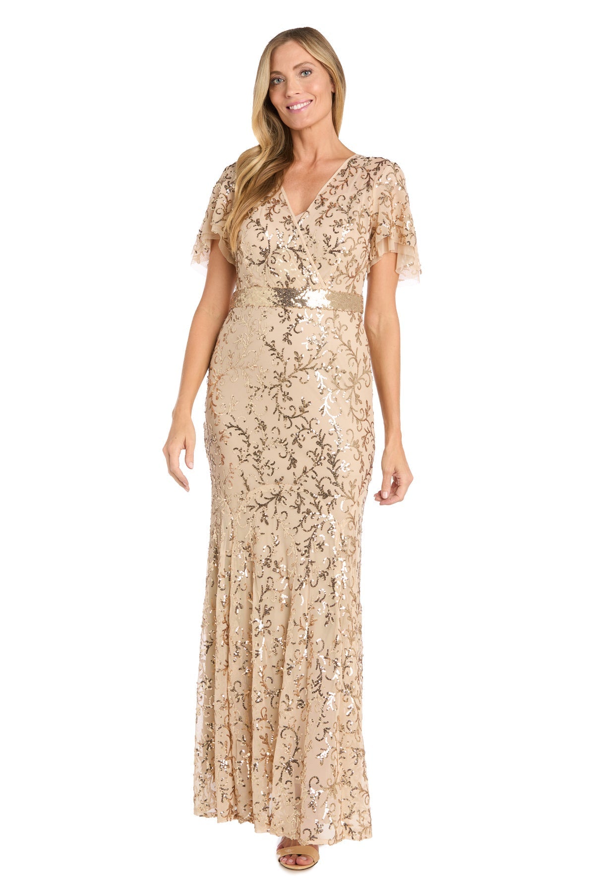 Mother of the Bride Sequin Dress Long Formal R&M Richards 3425