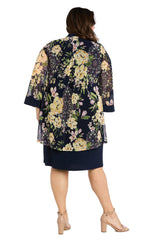 Floral Plus Size Jacket Dress Two Piece Short R&M Richards 3482W
