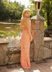 Primavera Couture 3938 Long Fitted Sequined Slit Prom Dress