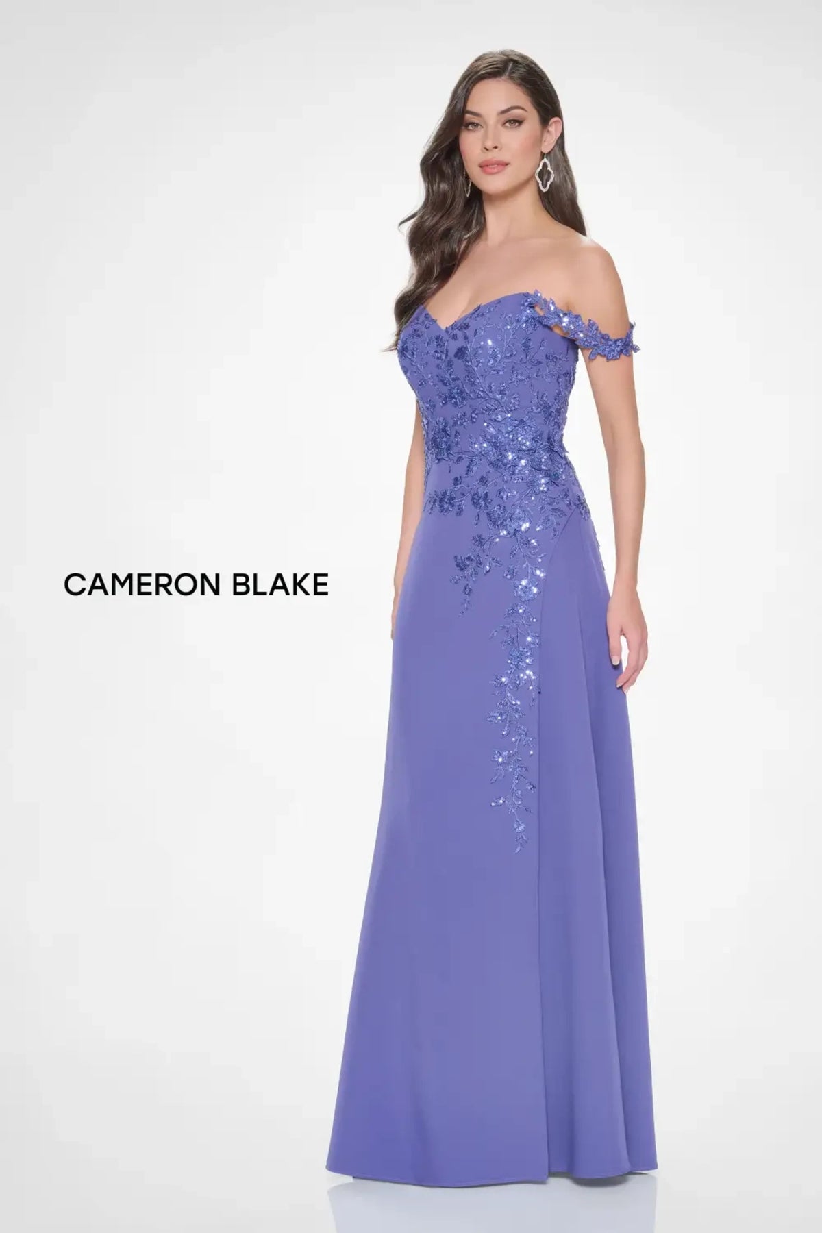 Cameron Blake CB211 Long Formal A Line Sequin Evening Gown