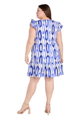 Plus Size Printed Dress Ruffle Short Cocktail R&M Richards 4016W