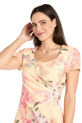 Floral Print Short Cocktail Dress Pleated R&M Richards 4034