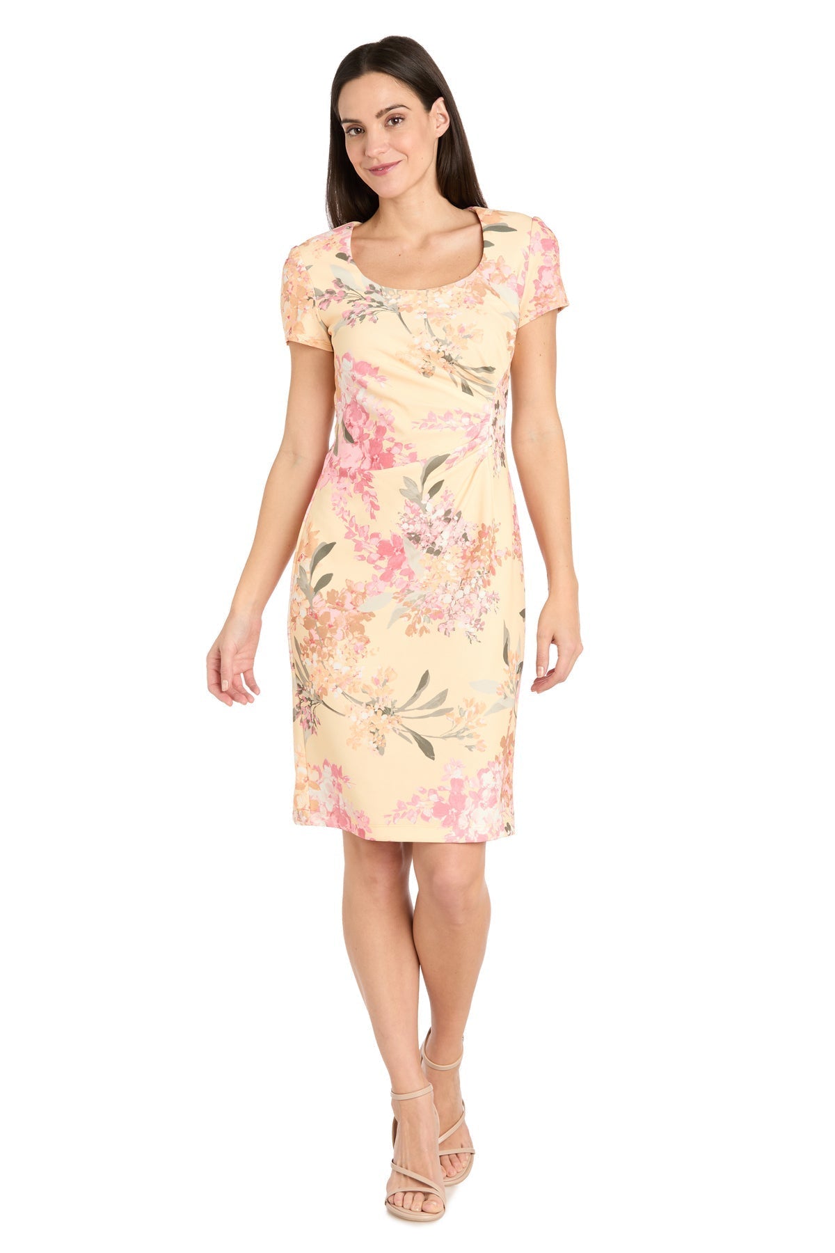 Floral Print Short Cocktail Dress Pleated R&M Richards 4034