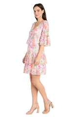 Short Floral Lace Ruffle Dress Cocktail R&M Richards 4107