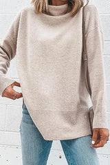 Turtleneck Drop Shoulder Long Sleeve Top