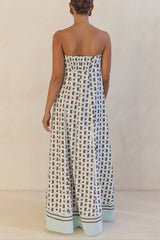 Exclusive Geometric Print Off-Shoulder A-Line Maxi Dress