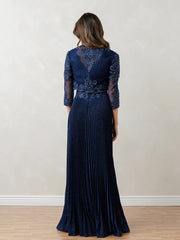Eva Fashion 5297 Long Two Piece Mother of the Bride Pleated Dress