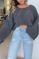 Openwork Bell-Sleeve Knit Sweater