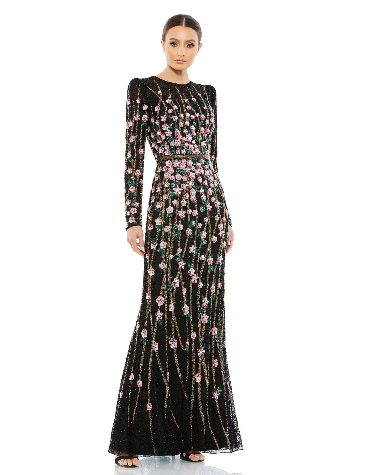 Fitted Long Sleeve Floral Formal Evening Dress Floral Fitted Long Sleeve Evening Mac Duggal 5492