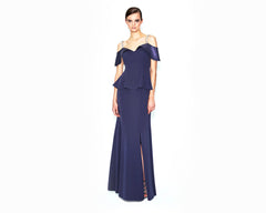 Alexander by Daymor 550 Long Formal Peplum Evening Dress