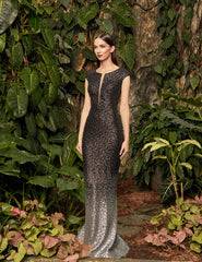 Alexander by Daymor 959 Long Formal Ombre Sequin Evening Dress
