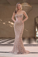 A1481 - Sequin Siren Mermaid Gown - Andrea & Leo