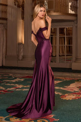 Hailee Gown - Off The Shoulder Lace & Satin Fitted Gown