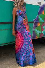 Tie-dye Printed Strappy Stretch Dress