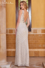 Scala 61329 Long Fitted Prom Beaded Gown