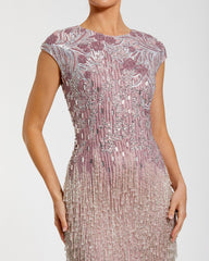 Long Formal Beaded Fringe Dress Evening Mac Duggal 6169