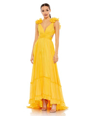 Long Formal Pleated Chiffon Gown Pleated Detail Mac Duggal 68094