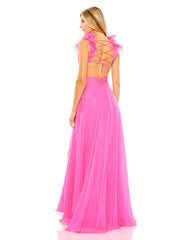 Long A Line Formal Feathered Slit Prom Dress A Line Feathered Slit Prom Mac Duggal 68680