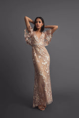Long Floral Sequin Dress Formal Mother of the Bride Mac Duggal 68743