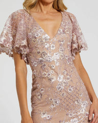 Long Floral Sequin Dress Formal Mother of the Bride Mac Duggal 68743