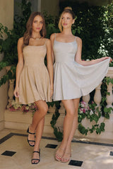 EILEEN MINI DRESS - SHIMMER DRAPE A-LINE MINI DRESS