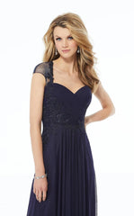 MGNY Madeline Gardner New York 72105 Beaded Formal Long A Line Evening Dress