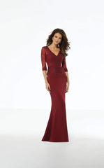 MGNY Madeline Gardner New York 72117 Beaded Long Formal Lace Evening Dress