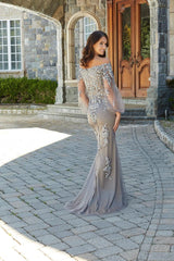 MGNY Madeline Gardner New York  72734 Long Sequin Lace Formal Dress