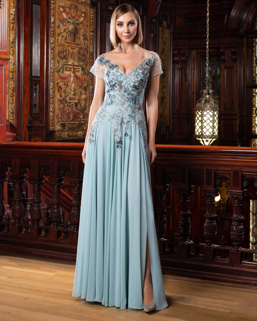 Alexander by Daymor 758 A Line Long Floral Formal Evening Dress