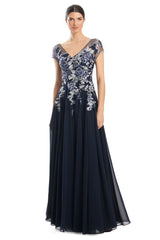 Alexander by Daymor 758 A Line Long Floral Formal Evening Dress