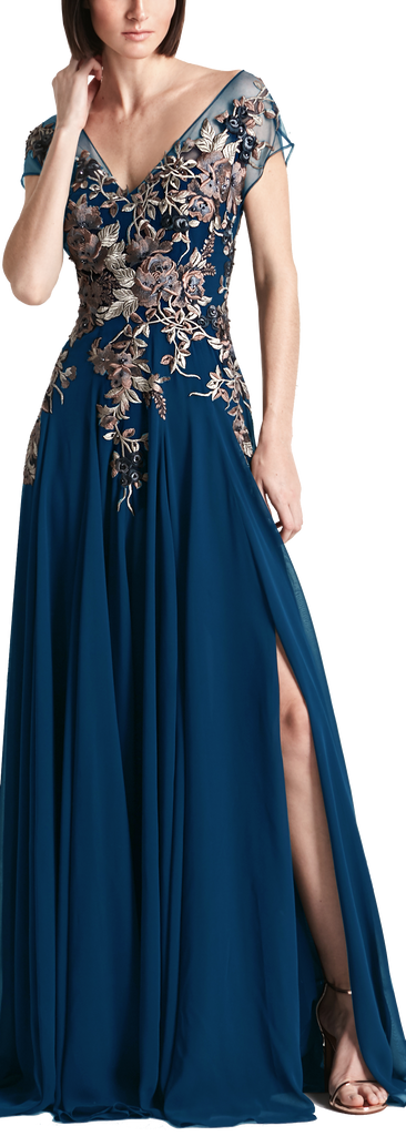 Alexander by Daymor 758 Long Slit Formal A Line Evening Dress